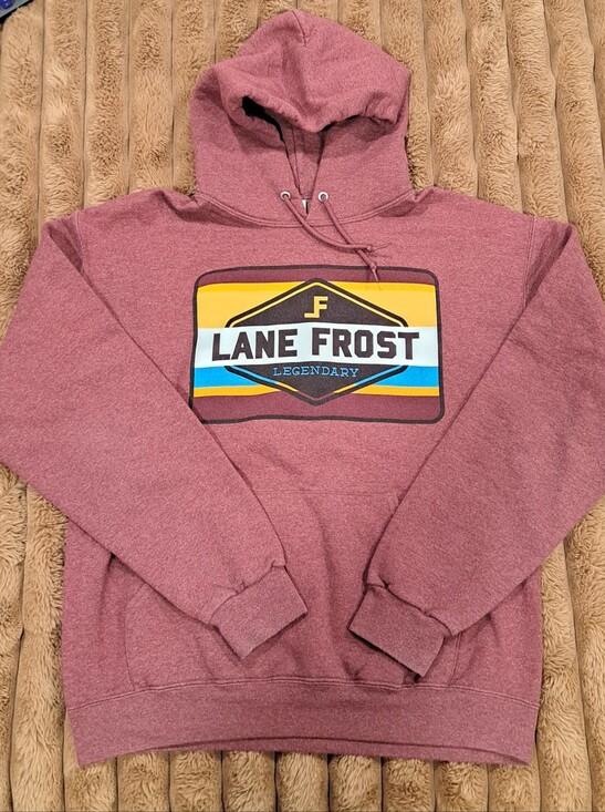 Jerzees Other - Lane Frost Hoodie Mens Medium Maroon Legendary Logo Western Rodeo Sweatshirt